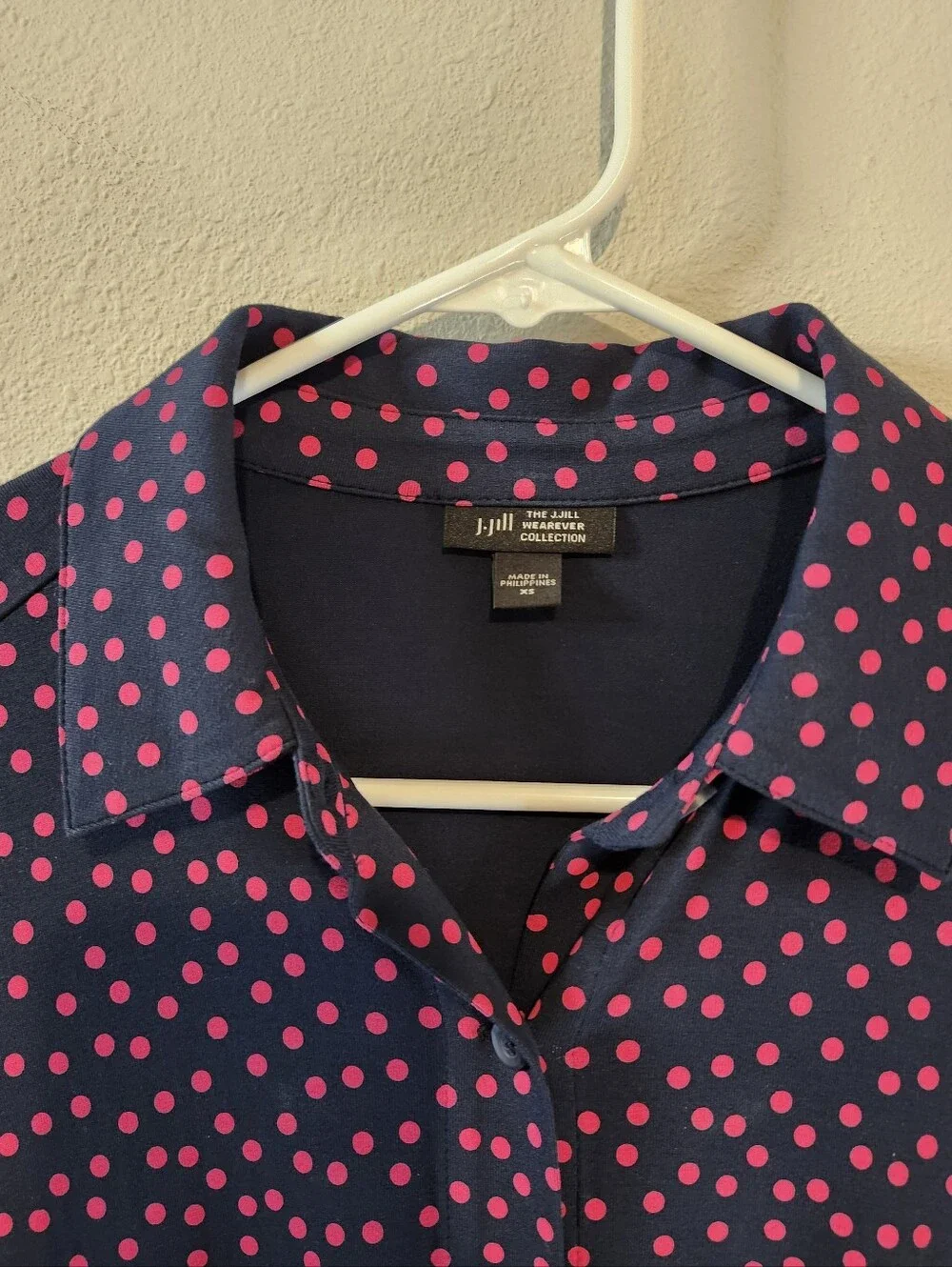 J. Jill Wearever Collection Polka Dot Viscose Midi Shirt Dress Size XS NEW - Picture 4 of 8